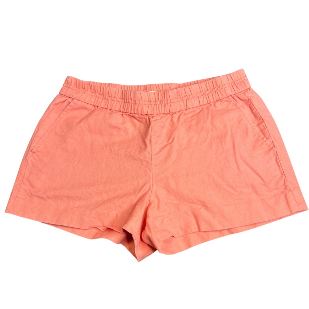 J.Crew Women Coral Pink Linen Cotton Seaside Shorts G3709 Size 8
